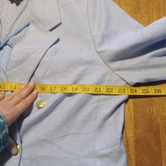 J. Crew Women's Blue Stretch Linen Blend Long Sleeve Bristol Blazer Size 18 - Picture 4 of 11